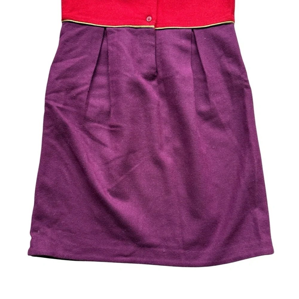 Janie and Jack Dress Girls Size 10 Red Purple Colorblock Mock Neck Pockets Wool